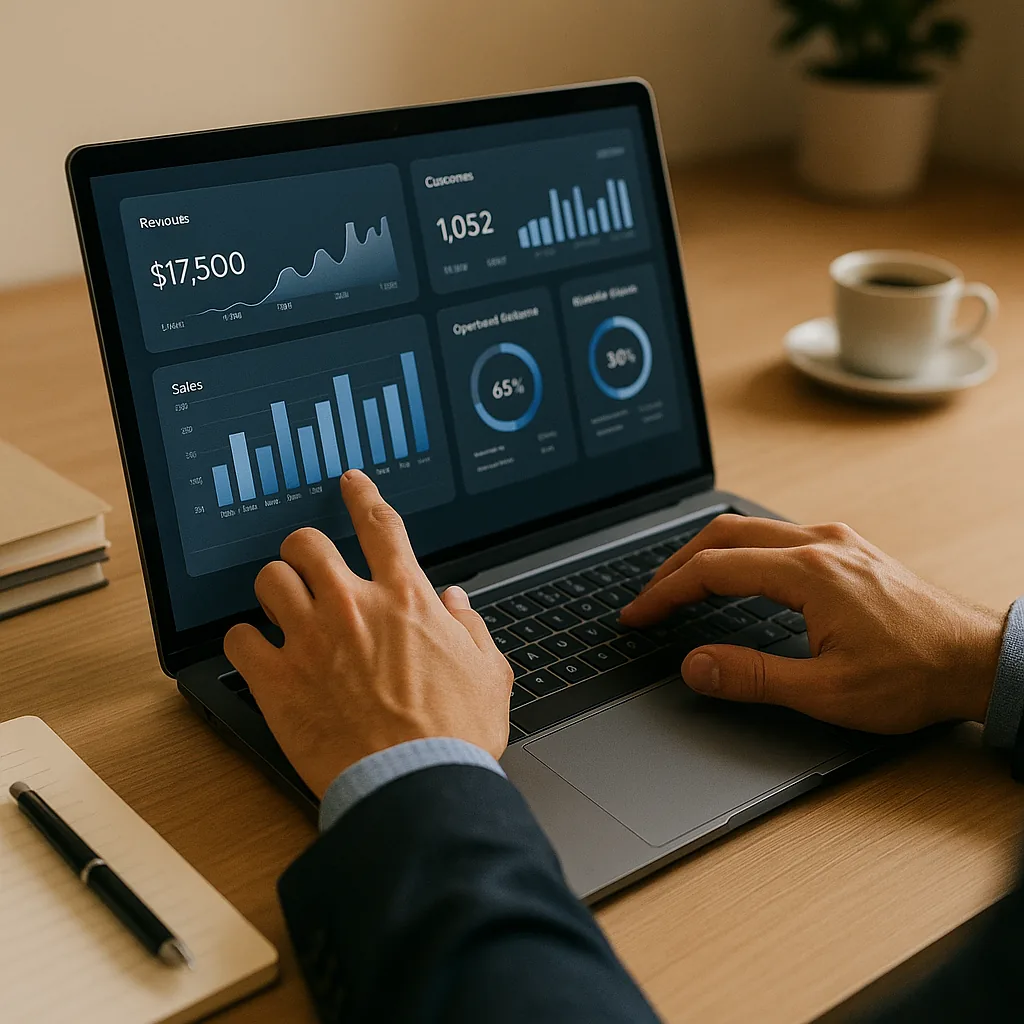 Tableau de bord marketing affiché sur un ordinateur portable