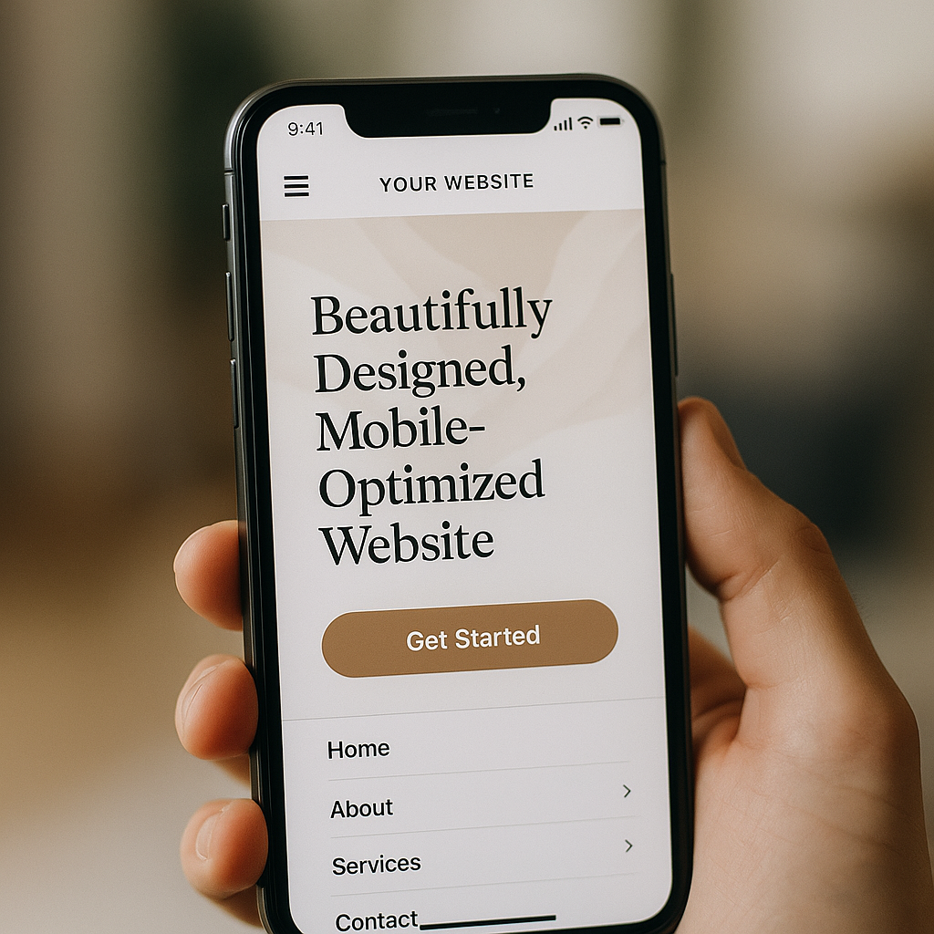 Site web mobile optimisé affiché sur un smartphone