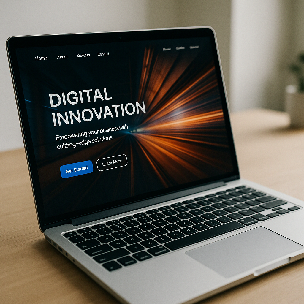 Ordinateur portable affichant une page d'innovation digitale