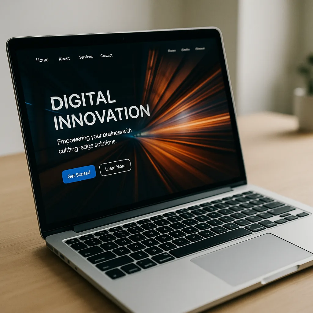Ordinateur portable affichant une page d'innovation digitale