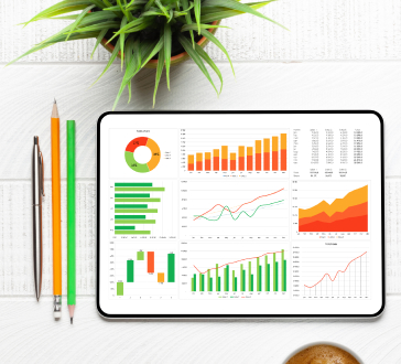 Content-Erstellung — Tablet mit Grafiken